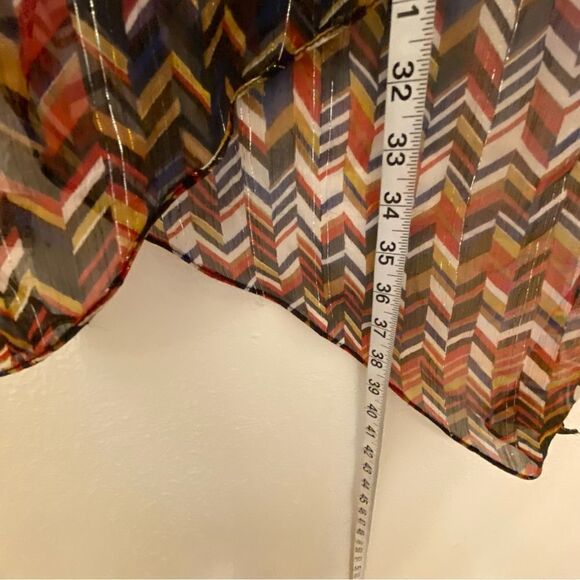 Sheer lightweight colorful metallic thread silky scarf Chevron print 17x76 - Picture 7 of 9